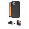 MARSİLYAN™- iPhone 15 Pro Kılıf Kıvılcım Işık Serisi - Siyah 3D Antistatik Mat Seramik Nano Ekran Koruyucu + Raze Metal Kamera Lens - GS