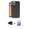 MARSİLYAN™- iPhone 15 Pro Kılıf Kıvılcım Işık Serisi - Siyah Bilvis 5in1 5D Magic Hayalet Cam Ekran Koruyucu + Raze Metal Kamera Lens - SH