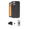 MARSİLYAN™- iPhone 15 Pro Kılıf Kıvılcım Işık Serisi - Siyah Bilvis Hayalet Cam Ekran Koruyucu + Raze Metal Kamera Lens - TMGI
