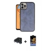 MARSİLYAN™- iPhone 15 Pro Kılıf Kıvılcım Işık Serisi - Siyah Buffer Hayalet Cam Ekran Koruyucu + Lacivert Raze Metal Kamera Lens