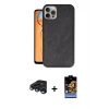 MARSİLYAN™- iPhone 15 Pro Kılıf Kıvılcım Işık Serisi - Siyah Buffer Hayalet Cam Ekran Koruyucu + Lacivert Raze Metal Kamera Lens