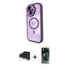 MARSİLYAN™- iPhone 15 Pro Kılıf Kıvılcım Modern Koleksiyonu - Şeffaf 360 Full Body Arka Koruyucu + Raze Metal Kamera Lens - LT