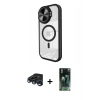 MARSİLYAN™- iPhone 15 Pro Kılıf Kıvılcım Modern Koleksiyonu - Şeffaf 360 Full Body Arka Koruyucu + Raze Metal Kamera Lens - LT
