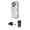 MARSİLYAN™- iPhone 15 Pro Kılıf Kıvılcım Modern Koleksiyonu - Şeffaf 360 Full Body Arka Koruyucu + Raze Metal Kamera Lens - LT