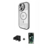 MARSİLYAN™- iPhone 15 Pro Kılıf Kıvılcım Modern Koleksiyonu - Şeffaf 360 Full Body Arka Koruyucu + Raze Metal Kamera Lens - SH