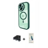 MARSİLYAN™- iPhone 15 Pro Kılıf Kıvılcım Modern Koleksiyonu - Şeffaf Pasifik Cam Ekran Koruyucu + Raze Metal Kamera Lens - LT