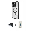 MARSİLYAN™- iPhone 15 Pro Kılıf Kıvılcım Modern Koleksiyonu - Şeffaf Pasifik Cam Ekran Koruyucu + Raze Metal Kamera Lens - LT