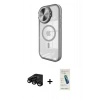 MARSİLYAN™- iPhone 15 Pro Kılıf Kıvılcım Modern Koleksiyonu - Şeffaf Pasifik Cam Ekran Koruyucu + Siyah Raze Metal Kamera Lens