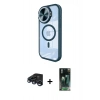 MARSİLYAN™- iPhone 15 Pro Kılıf Kıvılcım Modern Koleksiyonu - Siyah 360 Mat Full Body Arka Koruyucu + Raze Metal Kamera Lens - LT