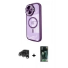 MARSİLYAN™- iPhone 15 Pro Kılıf Kıvılcım Modern Koleksiyonu - Siyah 360 Mat Full Body Arka Koruyucu + Raze Metal Kamera Lens - GS