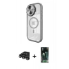 MARSİLYAN™- iPhone 15 Pro Kılıf Kıvılcım Modern Koleksiyonu - Siyah 360 Mat Full Body Arka Koruyucu + Raze Metal Kamera Lens - TMGI