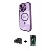 MARSİLYAN™- iPhone 15 Pro Kılıf Kıvılcım Modern Koleksiyonu - Siyah 360 Mat Full Body Arka Koruyucu + Raze Metal Kamera Lens - TMGI