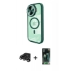MARSİLYAN™- iPhone 15 Pro Kılıf Kıvılcım Modern Koleksiyonu - Siyah 360 Mat Full Body Arka Koruyucu + Raze Metal Kamera Lens - TMGI