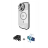 MARSİLYAN™- iPhone 15 Pro Kılıf Kıvılcım Modern Koleksiyonu - Siyah 3D Antistatik Cam Ekran Koruyucu + Raze Metal Kamera Lens - GS