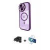 MARSİLYAN™- iPhone 15 Pro Kılıf Kıvılcım Modern Koleksiyonu - Siyah 3D Antistatik Cam Ekran Koruyucu + Raze Metal Kamera Lens - GS