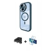 MARSİLYAN™- iPhone 15 Pro Kılıf Kıvılcım Modern Koleksiyonu - Siyah 3D Antistatik Cam Ekran Koruyucu + Raze Metal Kamera Lens - GS