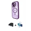 MARSİLYAN™- iPhone 15 Pro Kılıf Kıvılcım Modern Koleksiyonu - Siyah 3D Antistatik Cam Ekran Koruyucu + Raze Metal Kamera Lens - LT