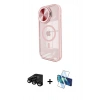 MARSİLYAN™- iPhone 15 Pro Kılıf Kıvılcım Modern Koleksiyonu - Siyah 3D Antistatik Cam Ekran Koruyucu + Raze Metal Kamera Lens - SH