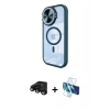 MARSİLYAN™- iPhone 15 Pro Kılıf Kıvılcım Modern Koleksiyonu - Siyah 3D Antistatik Cam Ekran Koruyucu + Raze Metal Kamera Lens - SH