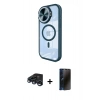 MARSİLYAN™- iPhone 15 Pro Kılıf Kıvılcım Modern Koleksiyonu - Siyah 3D Antistatik Hayalet Cam Ekran Koruyucu + Raze Metal Kamera Lens - LT