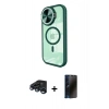 MARSİLYAN™- iPhone 15 Pro Kılıf Kıvılcım Modern Koleksiyonu - Siyah 3D Antistatik Hayalet Cam Ekran Koruyucu + Raze Metal Kamera Lens - LT