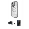 MARSİLYAN™- iPhone 15 Pro Kılıf Kıvılcım Modern Koleksiyonu - Siyah 3D Antistatik Hayalet Cam Ekran Koruyucu + Raze Metal Kamera Lens - LT
