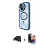 MARSİLYAN™- iPhone 15 Pro Kılıf Kıvılcım Modern Koleksiyonu - Siyah 3D Antistatik Mat Seramik Nano Ekran Koruyucu + Raze Metal Kamera Lens - LT