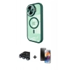 MARSİLYAN™- iPhone 15 Pro Kılıf Kıvılcım Modern Koleksiyonu - Siyah 3D Antistatik Mat Seramik Nano Ekran Koruyucu + Raze Metal Kamera Lens - LT