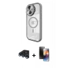 MARSİLYAN™- iPhone 15 Pro Kılıf Kıvılcım Modern Koleksiyonu - Siyah 3D Antistatik Mat Seramik Nano Ekran Koruyucu + Raze Metal Kamera Lens - LT
