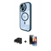 MARSİLYAN™- iPhone 15 Pro Kılıf Kıvılcım Modern Koleksiyonu - Siyah 3D Antistatik Mat Seramik Nano Ekran Koruyucu + Raze Metal Kamera Lens - SH