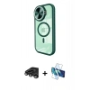 MARSİLYAN™- iPhone 15 Pro Kılıf Kıvılcım Modern Koleksiyonu - Siyah 3D Antistatik Seramik Nano Ekran Koruyucu + Titanyum Gri Raze Metal Kamera Lens