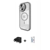 MARSİLYAN™- iPhone 15 Pro Kılıf Kıvılcım Modern Koleksiyonu - Siyah Bilvis 0.18mm Plus Cam Ekran Koruyucu + Raze Metal Kamera Lens - SH