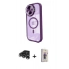 MARSİLYAN™- iPhone 15 Pro Kılıf Kıvılcım Modern Koleksiyonu - Siyah Bilvis 3D Cam Ekran Koruyucu + Raze Metal Kamera Lens - GS