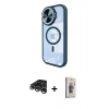 MARSİLYAN™- iPhone 15 Pro Kılıf Kıvılcım Modern Koleksiyonu - Siyah Bilvis 3D Cam Ekran Koruyucu + Raze Metal Kamera Lens - GS