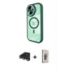 MARSİLYAN™- iPhone 15 Pro Kılıf Kıvılcım Modern Koleksiyonu - Siyah Bilvis 3D Cam Ekran Koruyucu + Raze Metal Kamera Lens - TMGI