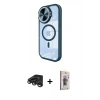 MARSİLYAN™- iPhone 15 Pro Kılıf Kıvılcım Modern Koleksiyonu - Siyah Bilvis 3D Cam Ekran Koruyucu + Raze Metal Kamera Lens - TMGI