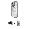 MARSİLYAN™- iPhone 15 Pro Kılıf Kıvılcım Modern Koleksiyonu - Siyah Bilvis 3D Cam Ekran Koruyucu + Raze Metal Kamera Lens - SH