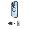 MARSİLYAN™- iPhone 15 Pro Kılıf Kıvılcım Modern Koleksiyonu - Siyah Bilvis 3D Mat Cam Ekran Koruyucu + Raze Metal Kamera Lens - TMGI