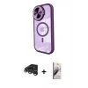 MARSİLYAN™- iPhone 15 Pro Kılıf Kıvılcım Modern Koleksiyonu - Siyah Bilvis 3D Mat Cam Ekran Koruyucu + Raze Metal Kamera Lens - GS
