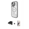 MARSİLYAN™- iPhone 15 Pro Kılıf Kıvılcım Modern Koleksiyonu - Siyah Bilvis 3D Mat Cam Ekran Koruyucu + Raze Metal Kamera Lens - GS
