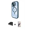 MARSİLYAN™- iPhone 15 Pro Kılıf Kıvılcım Modern Koleksiyonu - Siyah Bilvis 3D Mat Cam Ekran Koruyucu + Raze Metal Kamera Lens - GS
