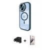 MARSİLYAN™- iPhone 15 Pro Kılıf Kıvılcım Modern Koleksiyonu - Siyah Bilvis 3D Mat Cam Ekran Koruyucu + Raze Metal Kamera Lens - SH