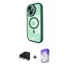 MARSİLYAN™- iPhone 15 Pro Kılıf Kıvılcım Modern Koleksiyonu - Siyah Bilvis 5in1 3D Magic Cam Ekran Koruyucu + Raze Metal Kamera Lens - SH