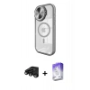MARSİLYAN™- iPhone 15 Pro Kılıf Kıvılcım Modern Koleksiyonu - Siyah Bilvis 5in1 3D Magic Cam Ekran Koruyucu + Raze Metal Kamera Lens - SH