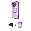 MARSİLYAN™- iPhone 15 Pro Kılıf Kıvılcım Modern Koleksiyonu - Siyah Bilvis 5in1 3D Magic Cam Ekran Koruyucu + Raze Metal Kamera Lens - SH