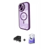 MARSİLYAN™- iPhone 15 Pro Kılıf Kıvılcım Modern Koleksiyonu - Siyah Bilvis 5in1 5D Magic Hayalet Cam Ekran Koruyucu + Raze Metal Kamera Lens - GS
