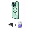 MARSİLYAN™- iPhone 15 Pro Kılıf Kıvılcım Modern Koleksiyonu - Siyah Bilvis 5in1 5D Magic Hayalet Cam Ekran Koruyucu + Raze Metal Kamera Lens - GS
