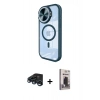 MARSİLYAN™- iPhone 15 Pro Kılıf Kıvılcım Modern Koleksiyonu - Siyah Bilvis Hayalet Cam Ekran Koruyucu + Raze Metal Kamera Lens - LT