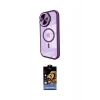 MARSİLYAN™- iPhone 15 Pro Kılıf Kıvılcım Modern Koleksiyonu - Siyah Buffer Hayalet Cam Ekran Koruyucu