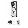 MARSİLYAN™- iPhone 15 Pro Kılıf Kıvılcım Modern Koleksiyonu - Siyah Joko 5D Cam + Raze Metal Kamera Lens - GS